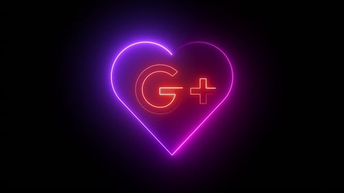 Neon Heart with Google Plus Logo Animation