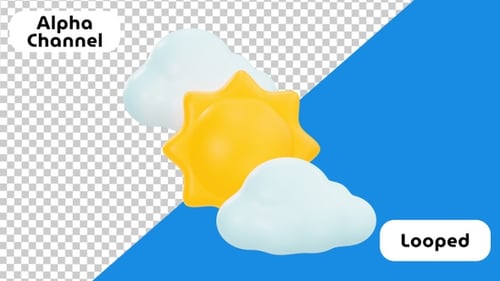 3D-Animation bei sonnigem bewölktem Tag | Alpha-Kanal
