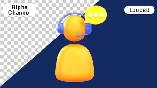 3D Rotating Customer Service Icon Animation