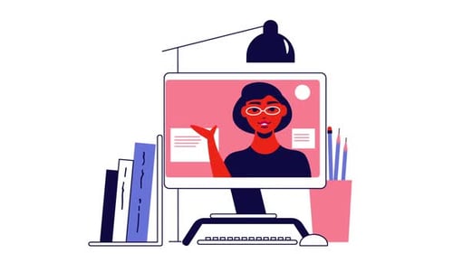 Flat Design Character Presenting for Online Education