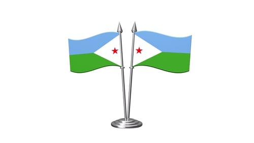 Animated 3D Djibouti Flags on Stand Waving