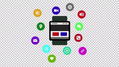 Animated Modern Digital Watch 2D | Alpha Channel