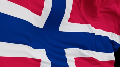 The Norway with alpha channel waving in the wind in slow motion