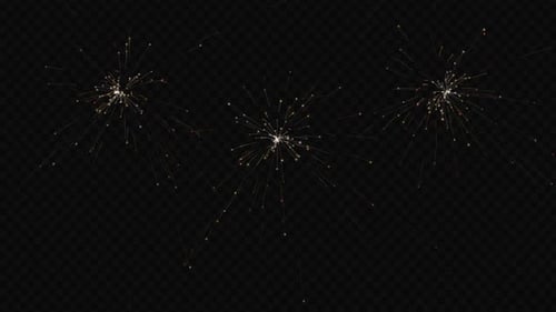 Golden Fireworks Bursting Celebration with Sparkling Particles Overlay