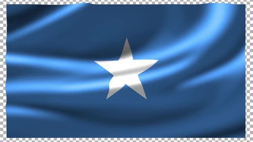 Blue Flag with White Star Waving Seamless Animation