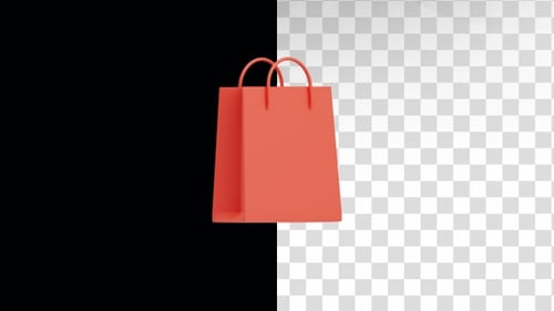 Minimalist 3D Rotating Shopping Bag Animation