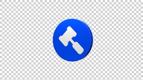 3D Animated Gavel Icon for Legal and Auction Concepts