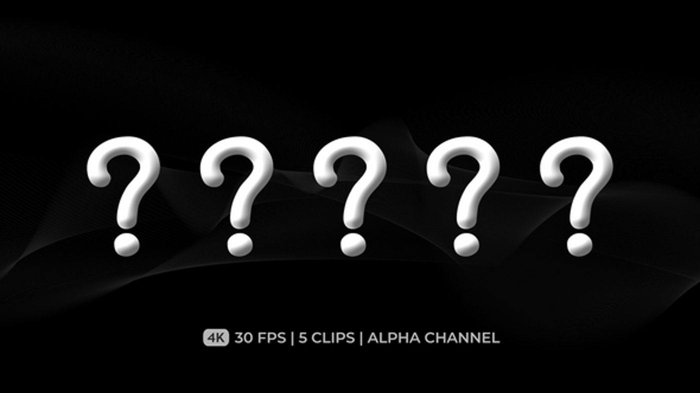 Colorful Bouncing 3D Question Mark Symbols Alpha Channel, Revealer ...