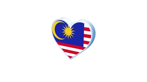 Animated 3D Malaysia Flag Heart Beat Loop Icon