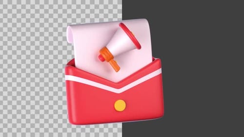 3D Animated Marketing Message with Megaphone Envelope