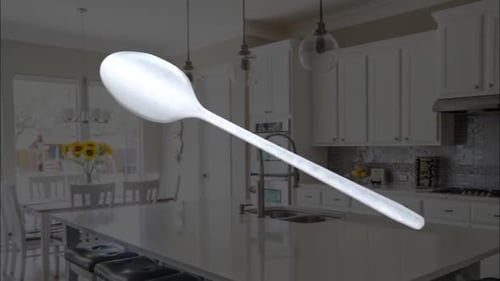 3D Rotating White Spoon Animation on Alpha Channel