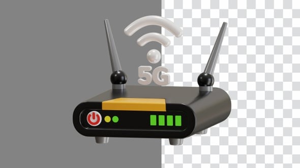 Animación 3D del módem 5G de conectividad rápida | Alpha Channel ...