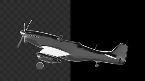 3D Vintage Military Propeller Airplane Rotating Animation