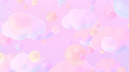Floating Pastel Clouds Stars and Bubbles Whimsical Background