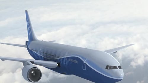 Passenger Airplane Flying Above Clouds Animated Loop