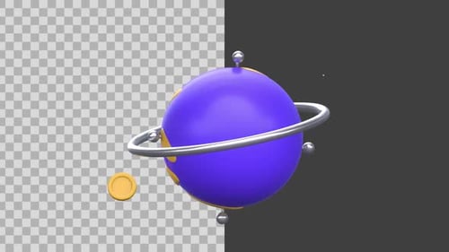 3D Animated Globe with Orbiting Dollar Coins