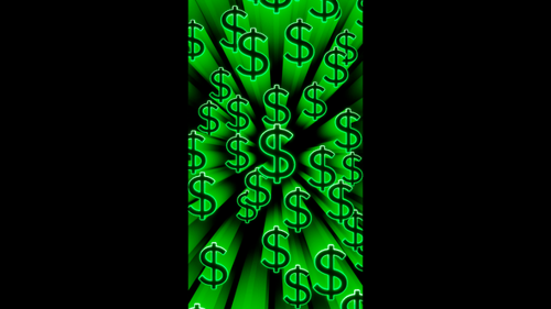 Vertical video green neon dollars sign waves loop animation background