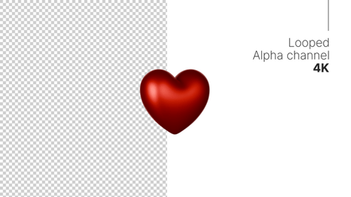 Red 3D Heart Rotation Loop Seamless Animation 4K