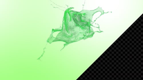 Collision Of Streaming Green Color Water Splash V3