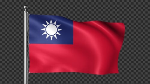 Taiwan Flag Waving Animated Loop