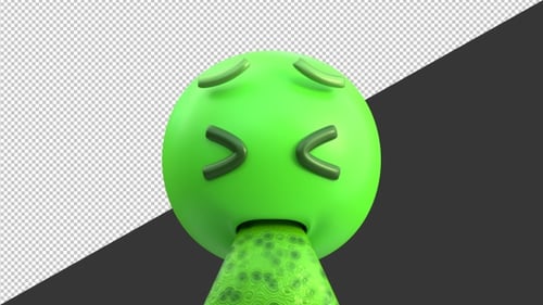 3D Nauseated Face Emoji | Alpha Channel