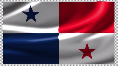 Seidenstoff mit wellenförmiger Flagge von Panama, nahtlose Schlaufe, schnelles Alphakanal-Flattern