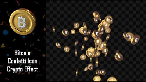 Krypto-Effekt des Bitcoin-Konfetti-Symbols