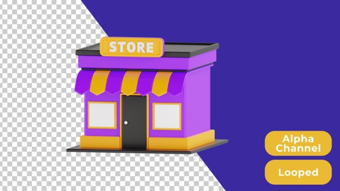 3D Animated Store | Alpha Channel, Elements Motion Graphics ft. store ...