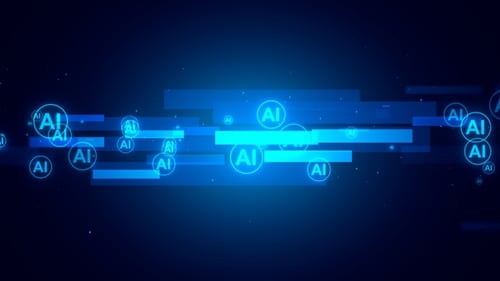 Abstract AI Technology Background with Digital Data Flow