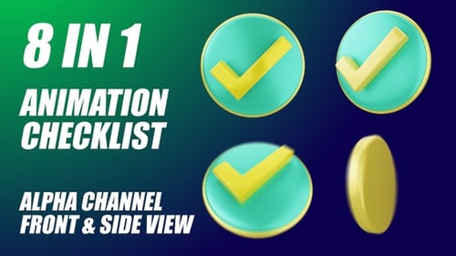 Check List 3D Right Supers Icon Bugs Checklist Green Yellow White Checked Checkmark 8 in 1