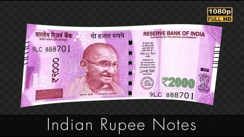 Animated Indian 2000 Rupee Note Floating Loop