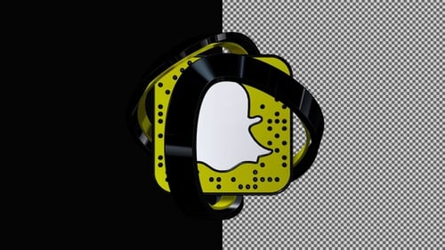 Rotating Snapchat Button in Original Style, Alpha Channel, Unique Design, Exclusive, 3D Render