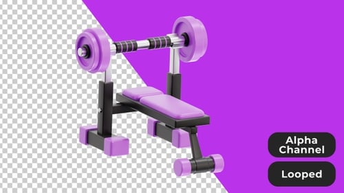 3D Animated Gym Bench Press | Alpha Channel