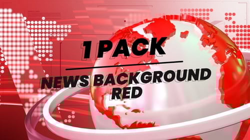 Animated Red News Broadcast Background with Rotating Globe