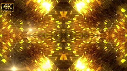 Shimmering Golden Geometric Tunnel Loop Background