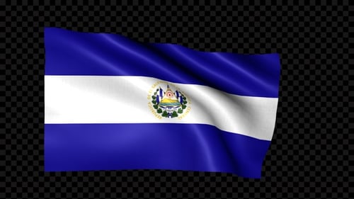 Realistic Waving Flag of El Salvador with Alpha Channel