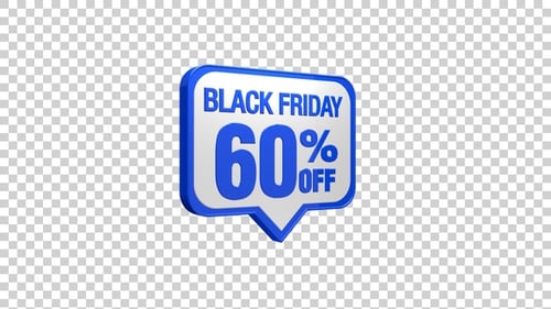 Animated 3D Black Friday 60% Off Speech Bubble Tag
