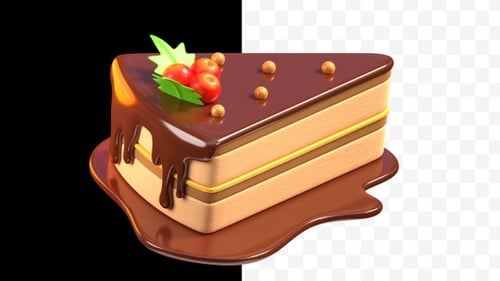 Modern 3D Cake Slice Decoration Build Up Animation