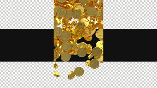 3D Gold Coins Transitions On Alpha