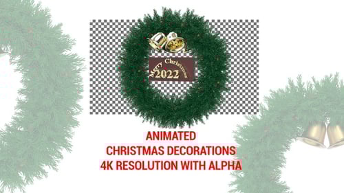 Elegant Christmas Wreath with Golden Bells and Text Reveal