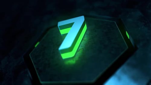 Futuristic 3D Neon Countdown on Hexagonal Platform