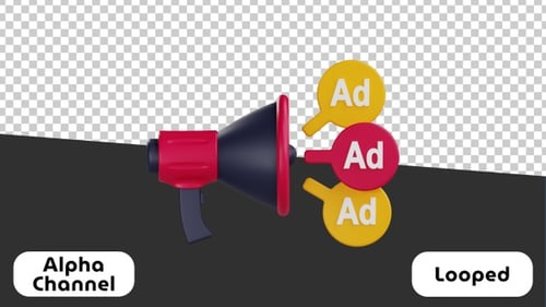 3D Megaphone Advertising Icon Animation