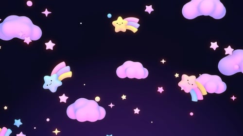 Dreamy Pastel Stars and Rainbows Looping Background