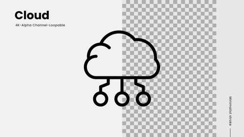 Minimalist Stroke Animated Cloud Network Icon with Alpha Channel