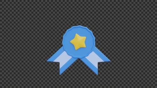 Blue Star Ribbon Award 4K Animation | Transparent Alpha Channel