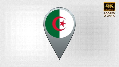 3D Rotating Algeria Flag Location Pin Icon