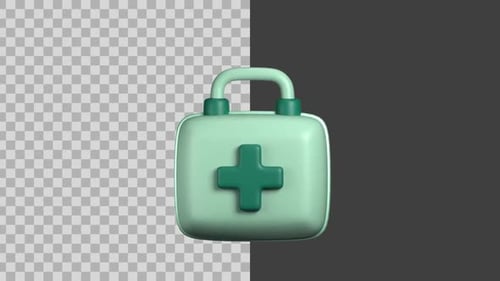 Modern 3D First Aid Kit Icon Rotation Animation