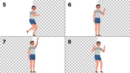 Animated 2D Man Cartoon Character Basic Action Pack