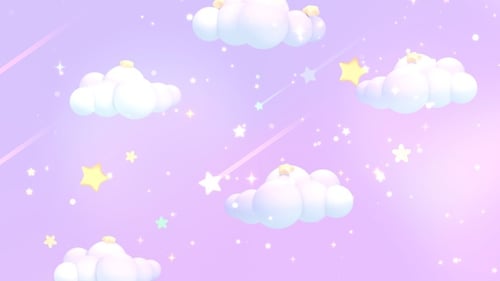 Dreamy Pastel Sky with Animated Clouds and Twinkling Stars