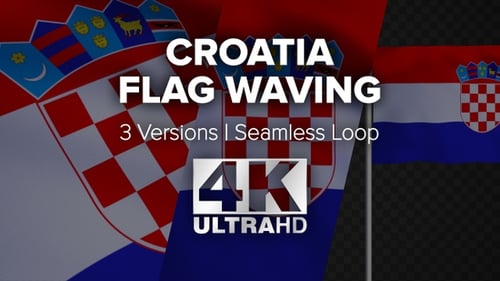 Realistic Croatia Flag Waving Loop with Alpha Channel